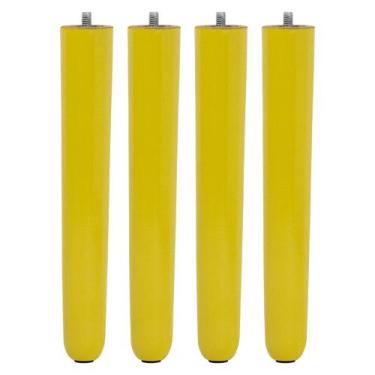 Imagem de Kit 4 Pés Palito Amarelo 25 cm com Rosca Metal para Móveis D10 - D'Ros