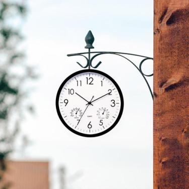 Imagem de Relógio de jardim impermeável ao ar livre com termômetro e higrômetro 