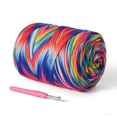 Imagem de Camiseta de fio de crochê 800g de tecido de poliéster cor arco-íris - 