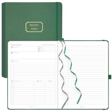 Imagem de EMSHOI Caderno de reuniões para trabalho com itens de ação – 320 páginas B5 grosso planejador de projetos agenda agenda caderno de trabalho para mulheres homens escritório negócios, capa dura de couro