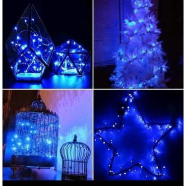 Imagem de Pisca Pisca Cordão De 100 LEDs Azul Fio Verde 9 Metros 127v Decoração 