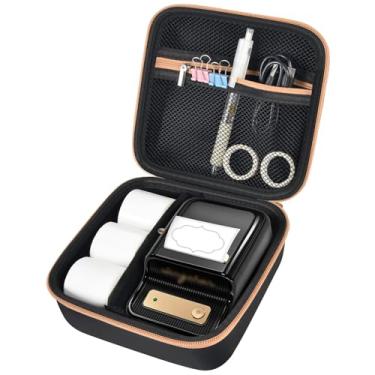 Imagem de ALKOO Capa Compatível Com Impressora Térmica Sem Fio Niimbot B21/B1, Suporte Para Fitas De Etiquetagem E Tinta, Acessórios Cabos Bolso Malha (Preto)