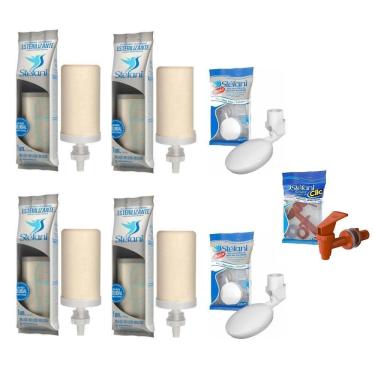 Imagem de Kit 4 Vela Tripla Ação P/ Filtro De Barro 2 Boias 1 Torneira