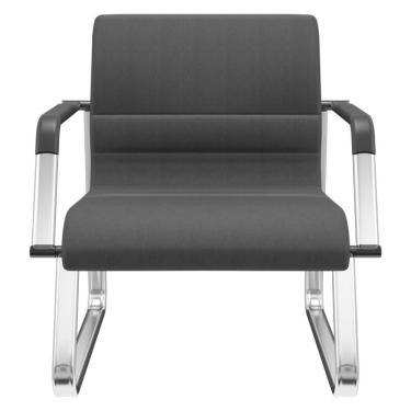 Imagem de Cadeira De Escritório Recepção Com Braço Fixa Cromada Lev P03 Crepe Preto - Lyam Decor