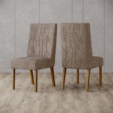 Imagem de Cadeira Para Mesa De Jantar Eloá Ambiente Kit 2 Peças Nature Cacao - H