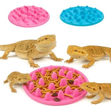 Imagem de Brinquedo de enriquecimento de dragão barbudo 2 em 1 e tigela de alimentação – 2 peças de tigela de répteis - larvas de farinha e prato de críquete para lagartixa, dragão barbudo e camaleão
