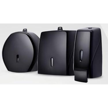 Imagem de Kit Completo para Banheiro 3 em 1 - Porta Papel Higiênico, Toalheiro e Saboneteira Nobre(Preto UP+ Premisse)