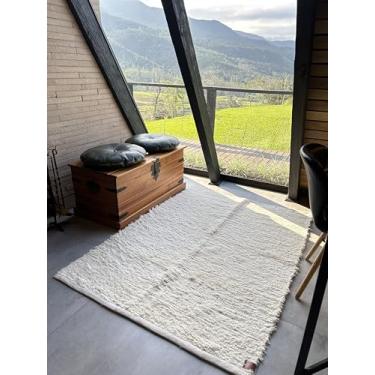 Imagem de Tapete Sala Quarto 1,00 x 1,50 Boho Pelo Algodão cor cru Artesanal