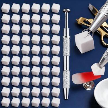 Imagem de Conjunto de esponja de arte de unhas com suporte, cunhas de mistura para designs Ombre, inclui pincel de detalhamento, ferramentas de aplicação de manicure para uso doméstico