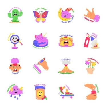 Imagem de Adesivos Decorativos Kawai Para Quarto Infantil Figuras Fofas e Coloridas 30x30cm