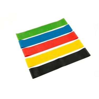 Imagem de Faixas Elásticas para Exercícios, Kit com 5 Bandas de Resistência para Tonificação Muscular, Treinamento Físico, Perda de Peso, Alongamento e Yoga