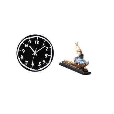 Imagem de Fenteer Relógio de Parede Moderno em Acrílico com Enfeite de Bailarina, Relógio Artístico Minimalista E Silencioso E Estatueta de Bailarina para Decoração de