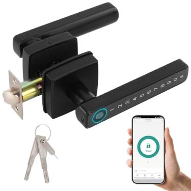 Imagem de Fechadura de porta inteligente com impressão digital – Maçaneta biométrica de entrada sem chave com teclado, fechadura eletrônica inteligente para segurança doméstica, maçaneta de porta com tela