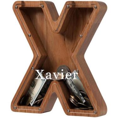 Imagem de Letra infantil de madeira carregada de cofrinho grande com iniciais - 