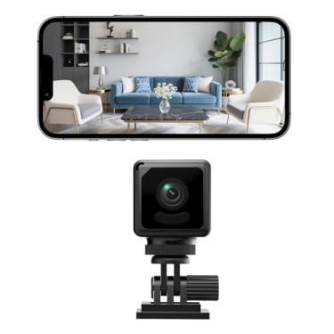 Imagem de LMQPT Mini câmera 4K, câmera de babá para casa | Câmera de segurança pequena HD 2025, armazenamento em nuvem e SD, funciona com/sem Wi-Fi para monitoramento de bebês/animais de estimação/babá