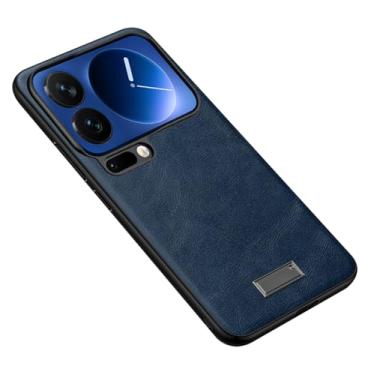 Imagem de HAOMRIYL Capa de couro para Xiaomi 17 Pro Max/17 Pro/17, proteção de lente de ajuste fino, capa de telefone retrô à prova de choque, azul, 17 Pro