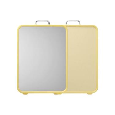 Imagem de Tábua de corte de aço inoxidável, tábua de corte dupla face para cozinha, aço inoxidável e palha de trigo PP, tábua de cortar grande. Pode ser lavada na lava-louças. (AMARELO)