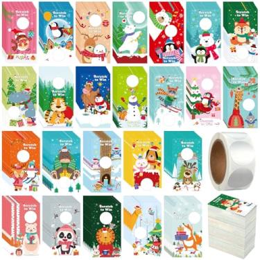 Imagem de Skylety 240 peças de cartões de raspar animais de inverno 24 estilos de inverno DIY em branco vales de presente com 300 adesivos, 100 sacos para grupos de prêmios de negócios, suprimentos de festa de