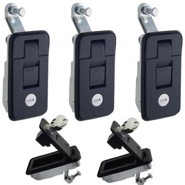 Imagem de SYAHEiPENG 5 peças de trava de compressão preta de liga de zinco para caminhão, alavanca ajustável, trava de compressão manual, trailer, trailer, trailer, trailer, motorhome, equipamento de armário