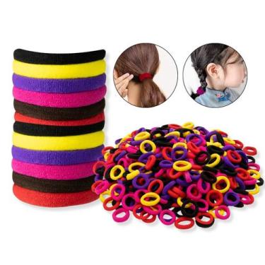 Imagem de Kit 300 Elásticos Coloridos Xuxinha Lacinho Cabelo Atacado Penteados C