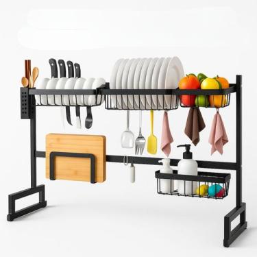 Imagem de Escorredor De Pratos Suspenso Para Louças Grande Capacidade Preto Fosc