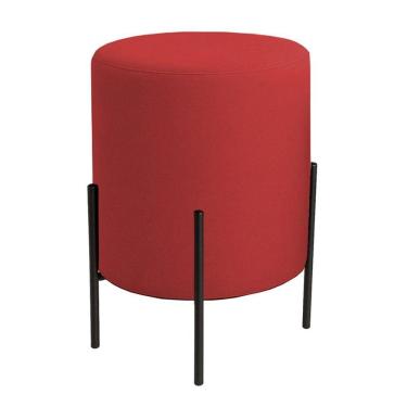 Imagem de Puff Orgânico Boucle Thor Com Pés De Ferro Preto Vermelho