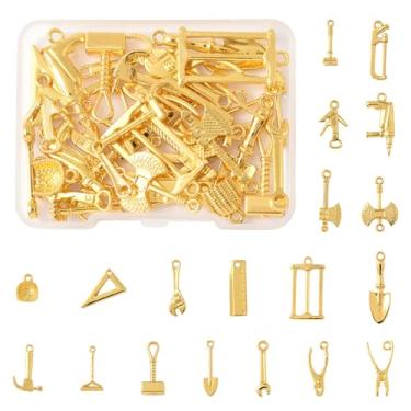 Imagem de MakemadeDIY 38 peças de ferramentas de metal dourado variadas e pingentes de conector para fabricação de joias, joias banhadas a ouro 18 K, kits de achados para pulseiras, colares, brincos, artesanato