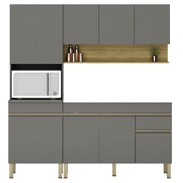 Imagem de Armário De Cozinha 3 Peças Balcão 120cm Sem Tampo Lina03 Z06 Gris-freijó - Mpozenato