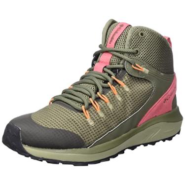 Imagem de Columbia Tênis feminino Trailstorm Mid impermeável para caminhada, Verde Pedra X Salmão Selvagem, 35