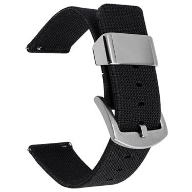 Imagem de Aoeiwv Pulseira de relógio de nylon de tecido elástico de 18 mm, 20 mm, 22 mm, 24 mm, à prova d'água, de liberação rápida, pulseira de reposição para homens e mulheres