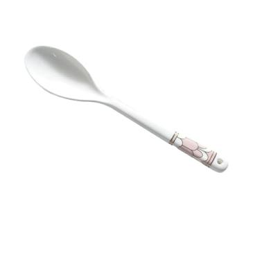 Imagem de Colheres de Jantar Colher de café branco cabo cerâmica colher chá açúcar sorvete do deserto mexendo sopa talheres(Pink,Grande)