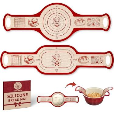 Imagem de Alça de silicone para forno holandês, 2 peças de tapetes antiaderentes reutilizáveis para assar pão com alças longas, design sem costura, fácil de transferir Sourdough Sling de silicone (redondo/oval