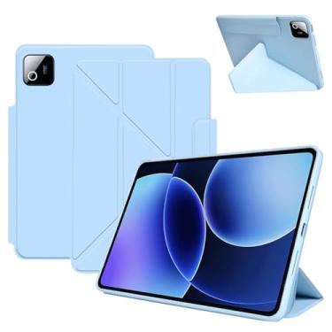 Imagem de Capa para Xiaomi Pad 8, capa KONXISA com suporte de múltiplas dobras, couro PU premium e capa de adsorção magnética, resistente a arranhões e à prova de choque, azul