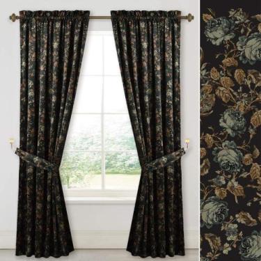 Imagem de Cortinas StangH Black Velvet com 213 cm de comprimento com design flor