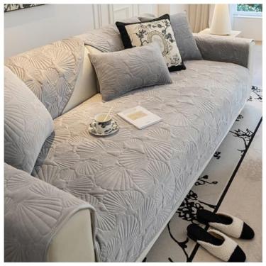 Imagem de SPXMQSS Capa de sofá de veludo de cristal, em forma de L, protetor de sofá quente e espesso, capa de almofada universal antiderrapante lavável F 110 x 110 cm