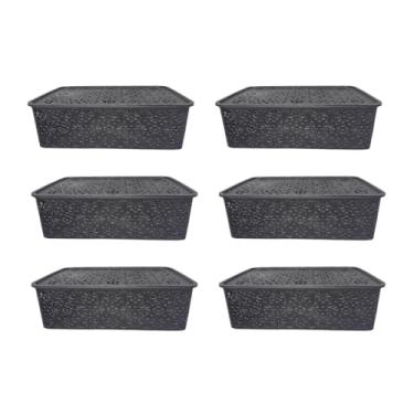 Imagem de Kit Com 6 Caixas Organizadora Oriental Color Com Tampa 7 Litros (PRETO)