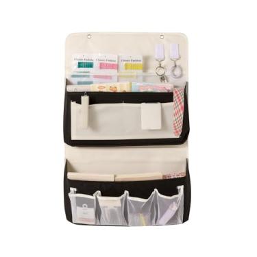 Imagem de Fasolara Organizador de armazenamento sobre porta, organizador de vários bolsos com bolsos de malha, bolsas de armazenamento de parede, preto e branco (preto + branco, pacote com 2 camadas)