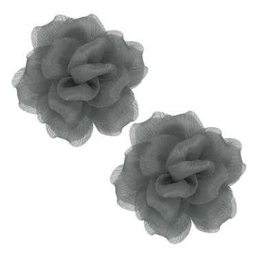 Imagem de PATIKIL 2 peças broche de flor de tecido de cetim grande de 12 cm para mulheres broches florais elegantes de organza para casamento, dança, festa, roupas, vestido, chapéu, acessórios, cinza
