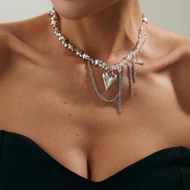 Imagem de Colar de coração boêmio, gargantilha de cristal, pingente de coração grosso, boêmio, joias modernas, presentes de amizade, presentes para mulheres, presentes de Natal, dia dos namorados, Medium, Latão