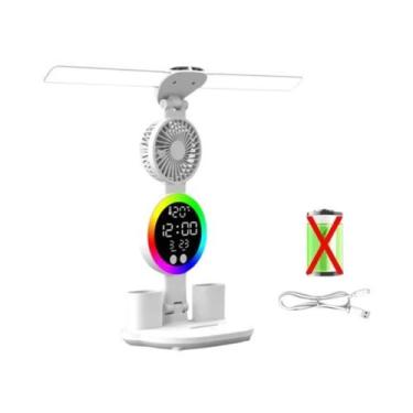 Imagem de Luminária De Mesa LED Com Brilho Ajustável, Ventilador E Display De Re