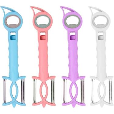 Imagem de Descascador de Frutas e Legumes 7 em 1 Descascador Multifuncional de Frutas Verduras e Abridor de Garrafas, cores aleatórias