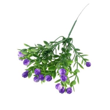 Imagem de Naroote Simulação de Partículas Grandes Decorativas de Flor de Grão de Milão, buquê de Plantas de Plástico para Decoração de Escritório Doméstico, Acabamento Requintado, Adequado para Todas As (Roxo)