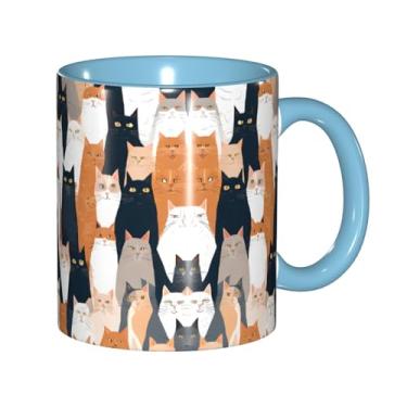 Imagem de Zeraoke Canecas de café criativas coloridas com estampa de gatos, personalizadas, presente para família, tamanho de 325 ml, unissex