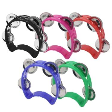 Imagem de Soundspire Pacote com 5 Pandeiros de Plástico, Instrumentos de Percussão Musical Meia Lua com 4 Sinos, Mini Pandeiro Portátil para Crianças Adultos Festa Escolar (5 Cores)
