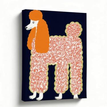 Imagem de Arte caprichosa em tela Poodle - 20 x 25 cm, arte de poodle divertida e colorida para quarto, sala de estar, quarto e berçário - Arte criativa de animais em tela