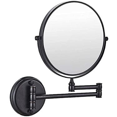 Imagem de Espelho de banheiro montado na parede espelho de maquiagem de 20 cm espelho giratório de dois lados para parede extensível dobrável banheiro barbear espelho de maquiagem cosmético