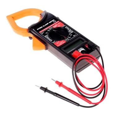 Imagem de Alicate Amperímetro Digital Profissional, LCD, 1000A, Multímetro com Cabos de Teste, 23cm x 6,5cm, Preto e Laranja, Bateria 9V