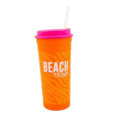 Imagem de Copo Canudo Slim 650ml Power Solar – Copo Grande com Canudo, Ideal para Bebidas Frias no Dia a Dia