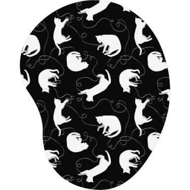 Imagem de Mouse Pad Ergonômico Gota Gatos Brancos Fio Preto