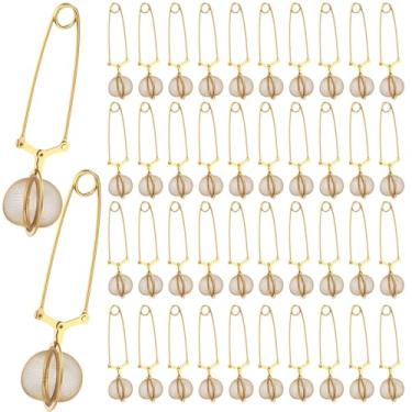 Imagem de Yinder 40 peças infusor de chá de folhas soltas de aço inoxidável, coadores de bola de chá com alça de metal (ouro)